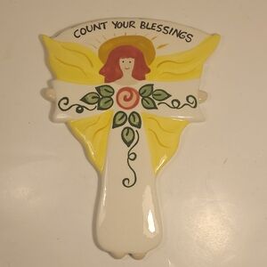 Ceramic Count Your Blessings Angel Wall Decor